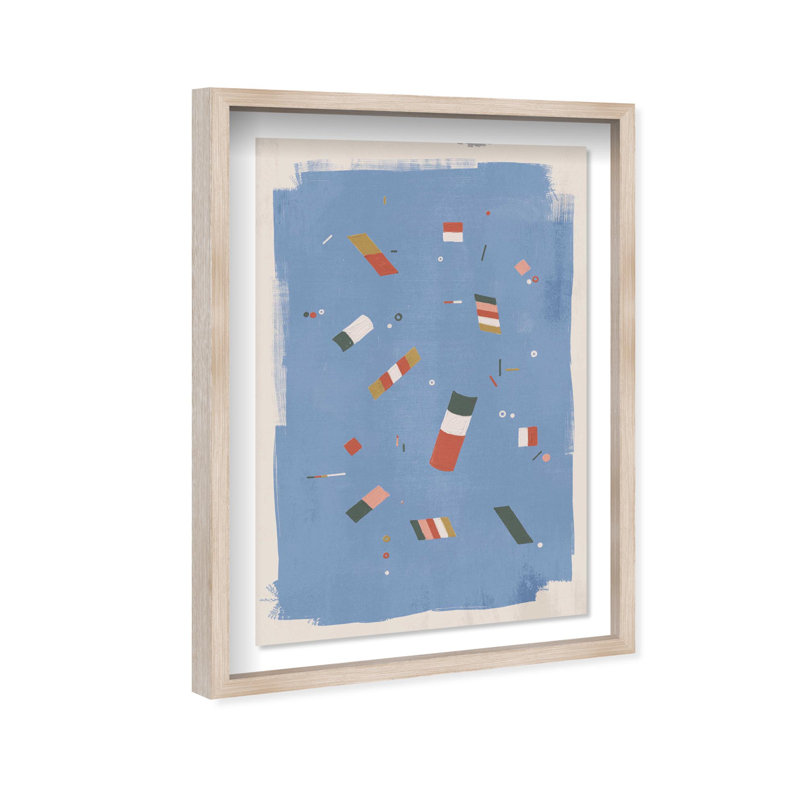 Oliver Gal Floating Blocks Abstract - Luxury Shadowbox Framed Wall Art, 47" H x 32" W, Cream