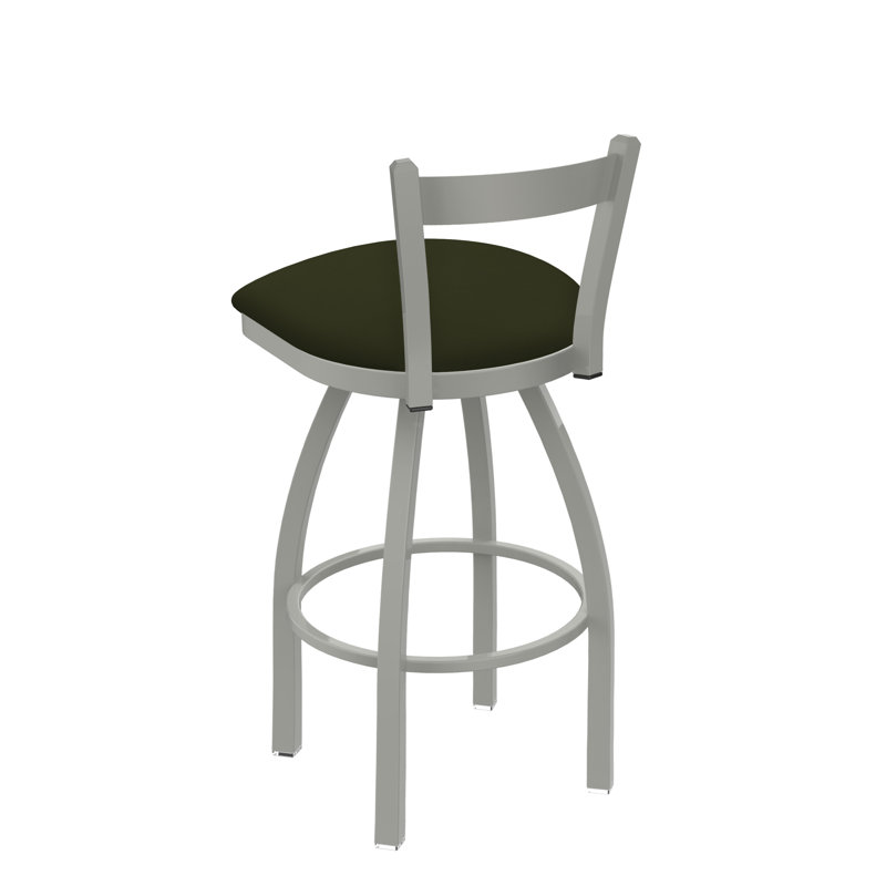 821 Catalina Low Back Swivel Bar Stool, Anodized Nickel, Canter Pine, Counter Stool (25" Seat Height)