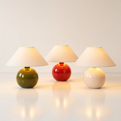 Lampe de table à DEL 11 po avec base ronde vert olive Fiona