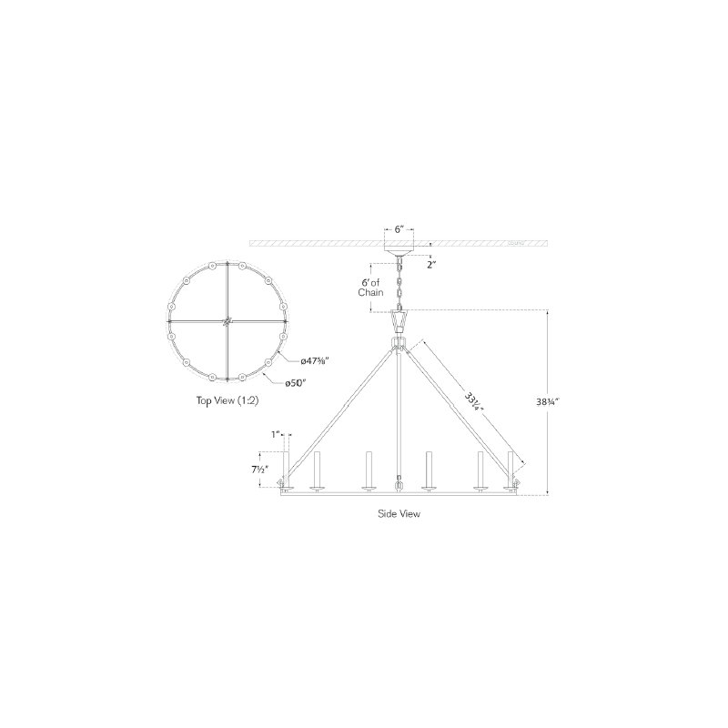 Chapman & Myers Darlana Medium Single Ring Chandelier, Polished Nickel, 38.75" H x 50" W x 50" D