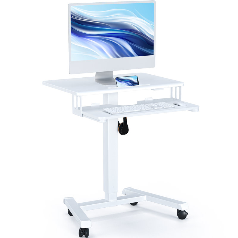 Adjustable Metal Base Standing Desk, White