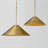 28" W x 10" H 1-Light Metal Cone Pendant in Aged Brass with Painted Brass Interior and Rectangular Designer Chain