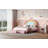 Upholstered Rainbow Design Bed, Velvet Princess Platform Bed With Storage Drawer, No Box-Spring Needed,Colorful Pink-655504364