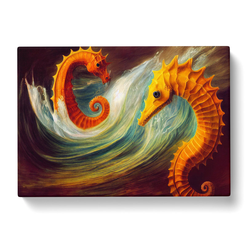 Seahorse Painting - Wrapped Canvas, 35cm H x 50cm W x 3cm D
