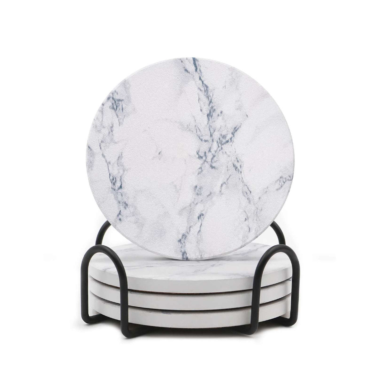 Mercer41 White Marble Coaster Set - 4 Piece | Wayfair