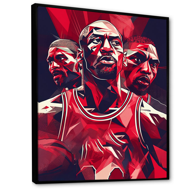 Basketball Game Face, reproduction d'art sur toile, Noir, H 20 po x l 12 po x P 1 po
