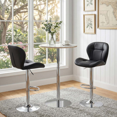 Ensemble de bar 3 pièces avec tabourets pivotants réglables et table facile à nettoyer pour un usage domestique et commercial
