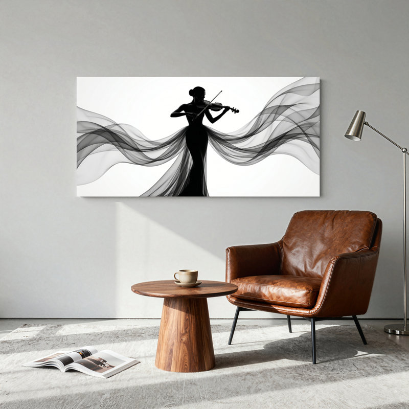 Ensemble de 1 toile murale Silhouette Musique, L 40 po x H 20 po, Toile tendue