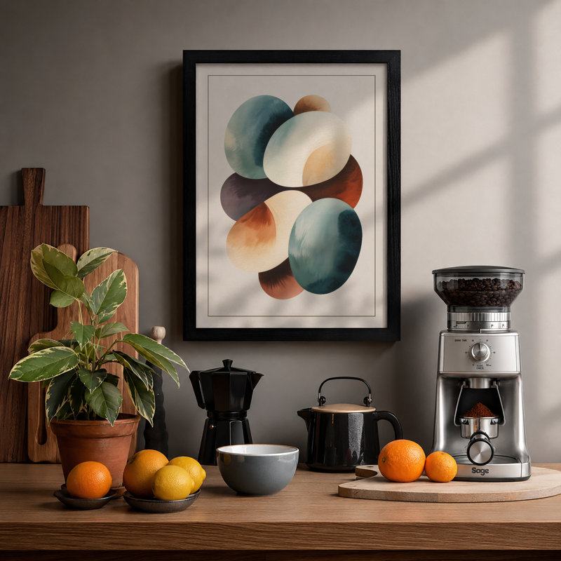 Soft Colour Forms Minimalist - Framed Print, A1 - 84.1 x 59.4 cm, Black