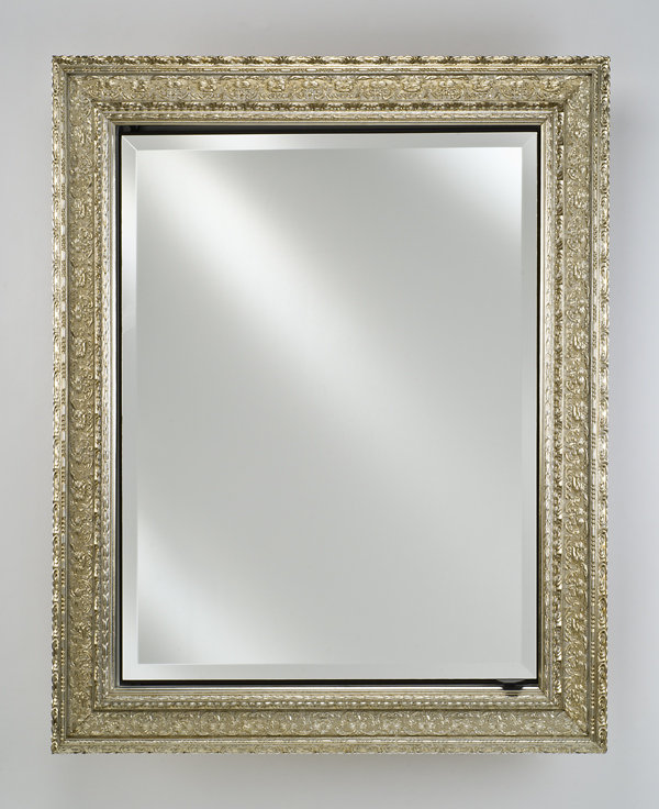 Holdrege 24'' W 30'' H Recessed Frameless Medicine Cabinet Mirror, Meridian Gold with Silver Caps, 24" x 30"