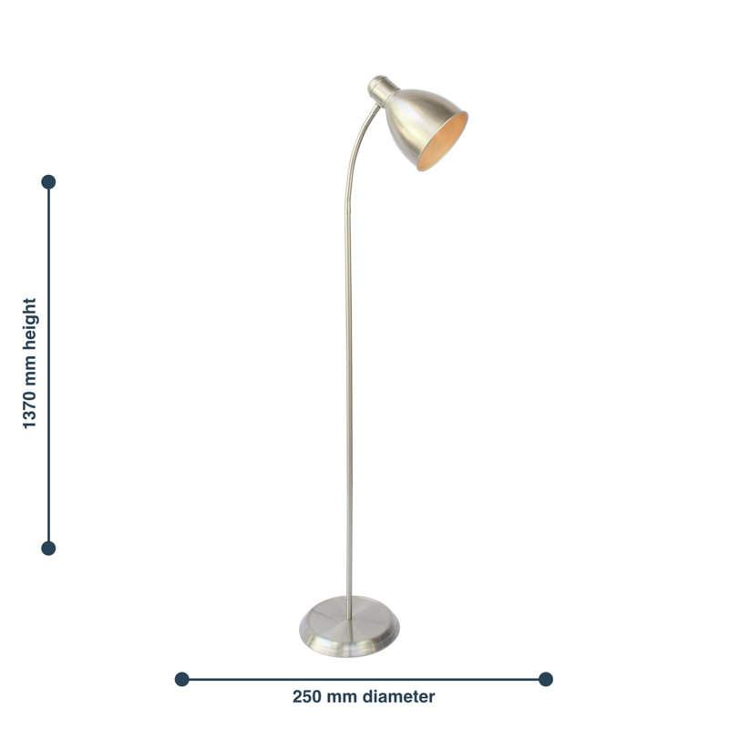 Oey 137cm Task Floor Lamp, Satin Nickel