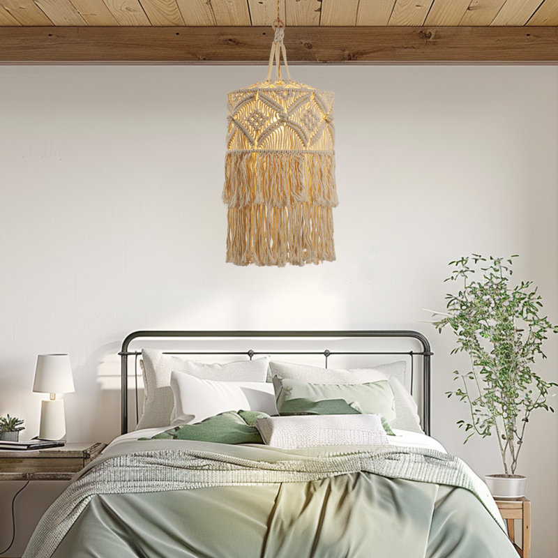 Luminaire suspendu blanc bohème 1 lumière Daleysa