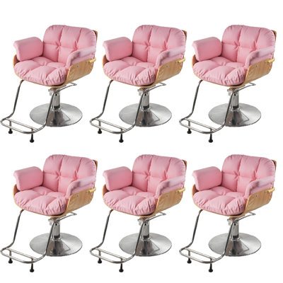 Salon Styling Chair, Hydraulic Barber Chair with Padded PVC Leather Seat & Wooden Back, Heavy Duty Chrome Base Beauty Salon Chair for Hair Stylist, Spa, Tattoo Shop & Reception Waiting Room