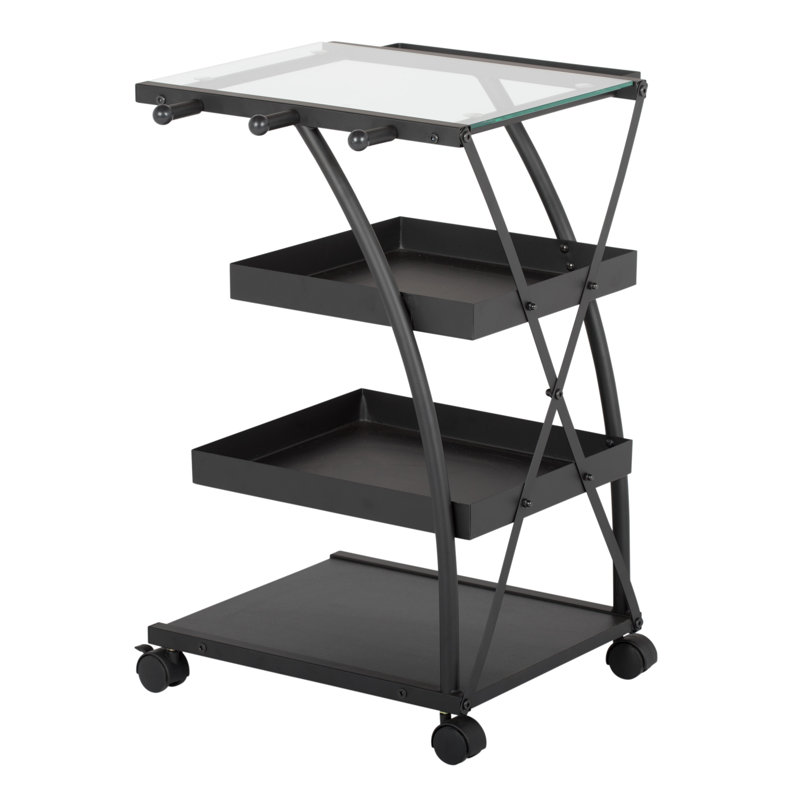 Hermidas 23.5'' H x 18.5'' W Utility Cart with Wheels, Black