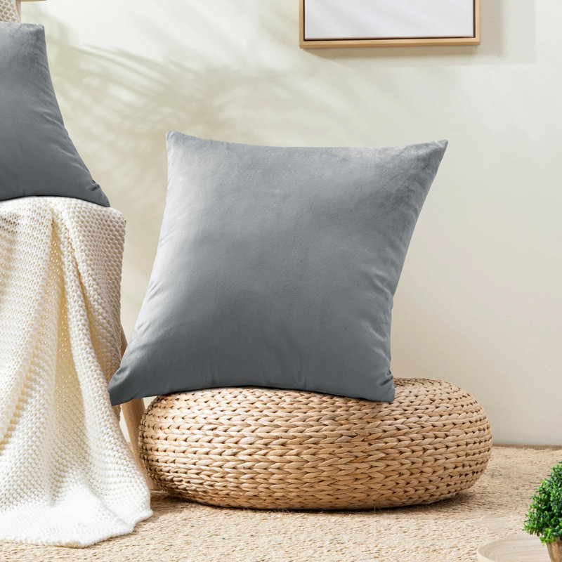 Retrospec Crushed Velvet Scatter Cushion Cover Set, Grey