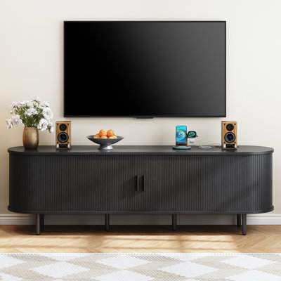 Tv Stand With Storage And Shelves Designed To Fit 55’’ - 80’’ Tvs. Wood Entertainment Center For Living Room And Bedroom, Media Console And Modern Tv Console Table