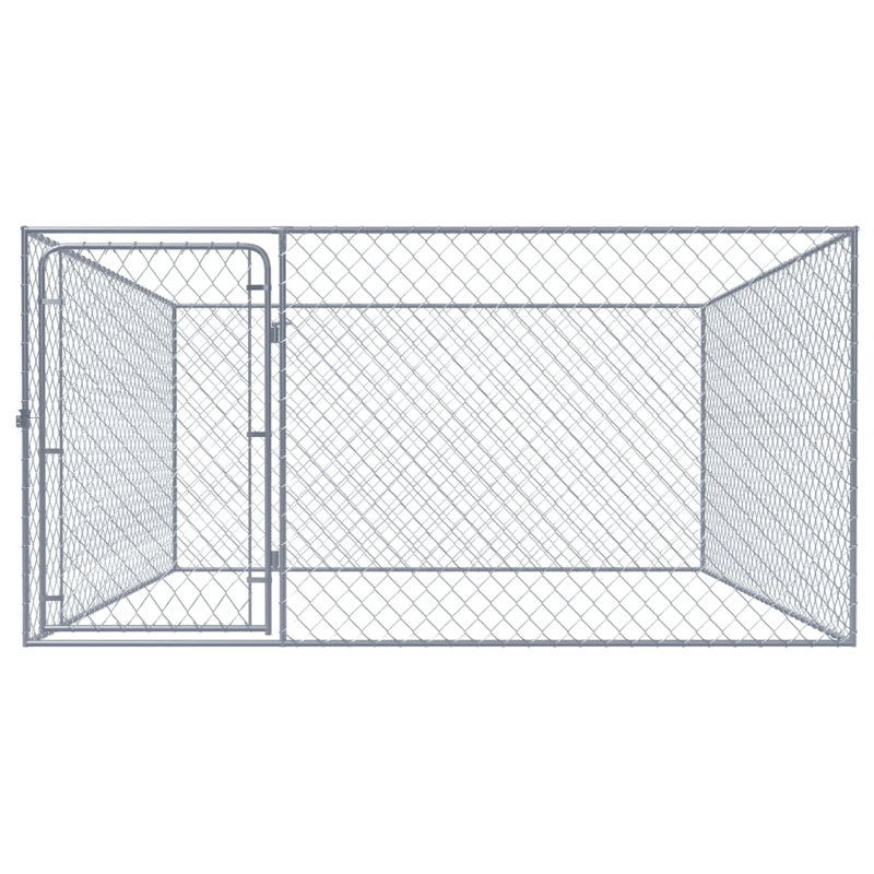 Newenton Galvanised Steel Kennel With Door, 100cm H x 200cm W x 200cm D