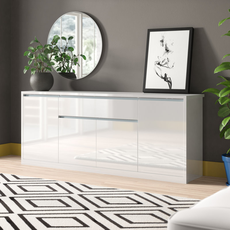 Delaney 210.2cm Sideboard, White/White Frame