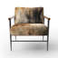 Fauteuil d'appoint rembourré abstrait brun et crème-1870513488