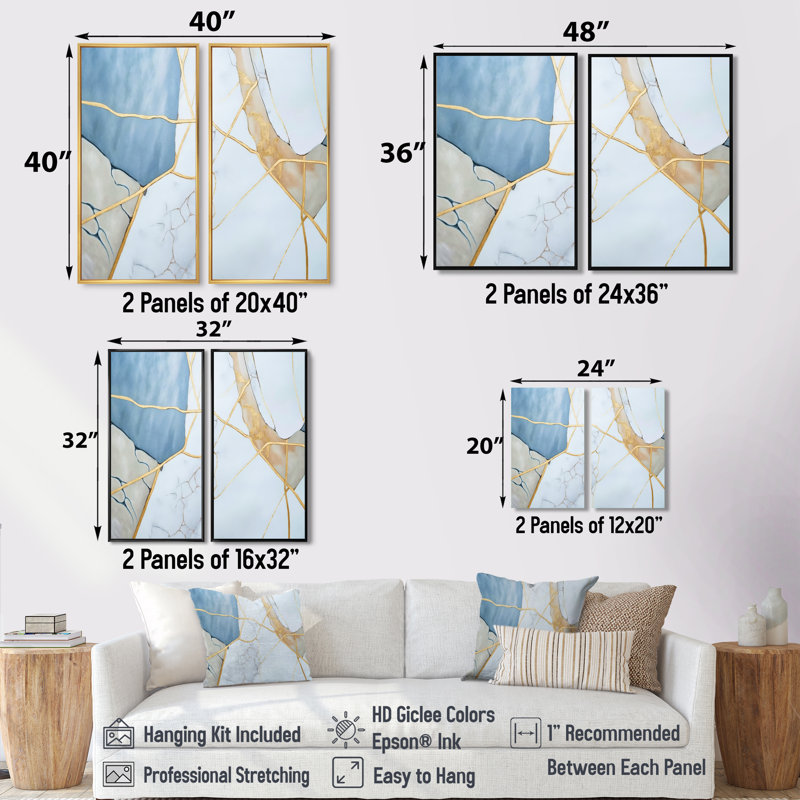 Géode abstraite blanche I - grandes impressions sur toile marbrées abstraites 2 pièces, 32'' H x 32'' W, Gold