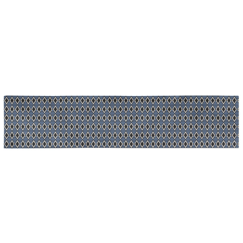 Chemin de table à carreaux géométriques Avicia, 73,5 po x 17,5 po, Noir / Bleu, Polyester