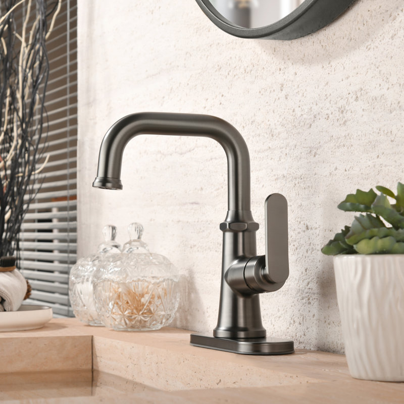 Remeslo Collection Single-Handle Deckmount Lavatory Bathroom Faucet with Drain Assembly - Gun Metal, Gun Metal