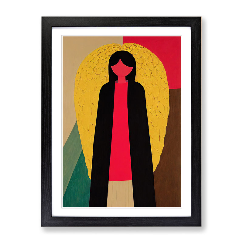 FRM-V0523-91X Angel - Single Picture Frame Print, 64cm H x 46cm W x 2cm D, Walnut Framed