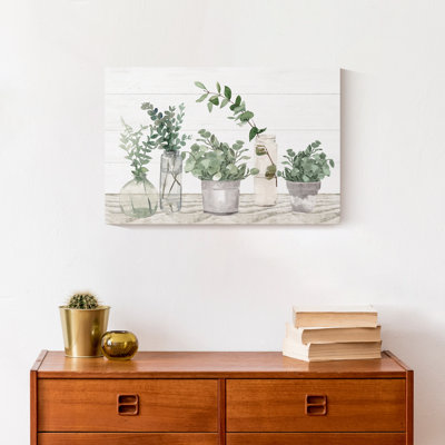 Pots de verre avec plantes, reproduction sur toile