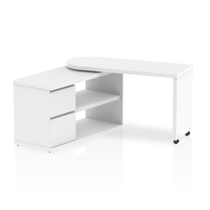 Qichen Foldable Modular L-Shaped Computer Desk Secretary Desk, White
