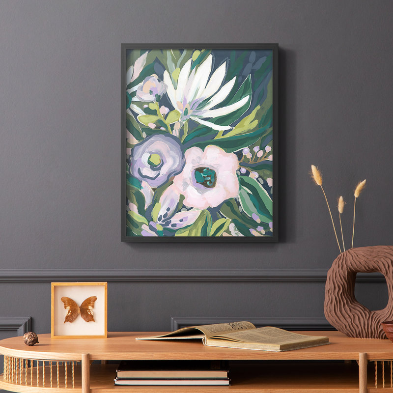 «Mauve Jungle Garden II», reproduction encadrée - bois massif, H 28 po x l 22 po, Noir