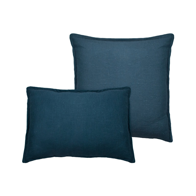 Lombard 2 Piece Reversible Linen Pillow Set, Blue