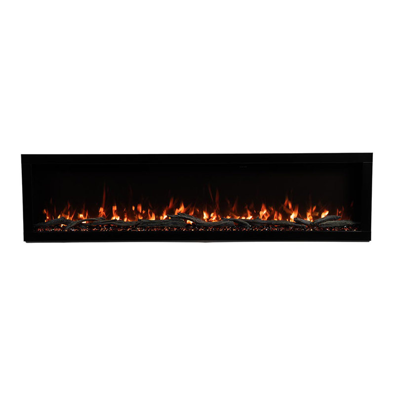 Highmark Recessed or Wall Mounted Electric Fireplace Heater, 10 Flame Colors, Google & Alexa Compatible, Logs & Crystals, Remote Control