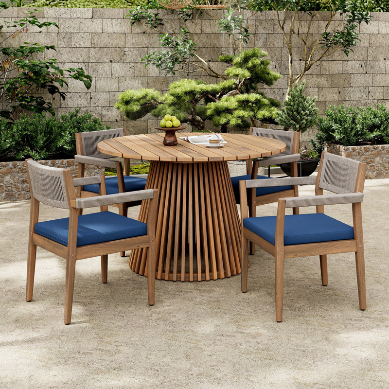 Ensemble de meubles d'extérieur en bois d'acacia 5 pièces, Marine