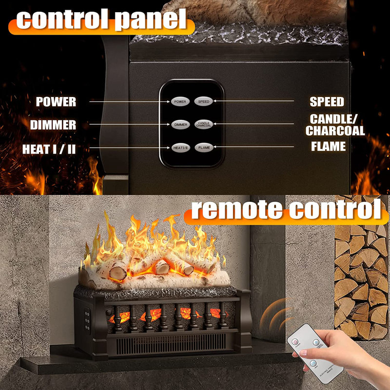 Caryssa 11.51'' H X 20.53'' W X 8.56'' D Electric Fireplace Stove With Remote Control, 11.51" H X 20.53" W X 8.56" D