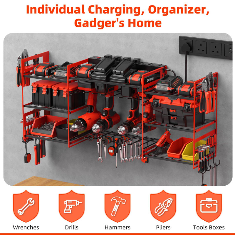Power Tool Organizer with 6 Way Extension Lead