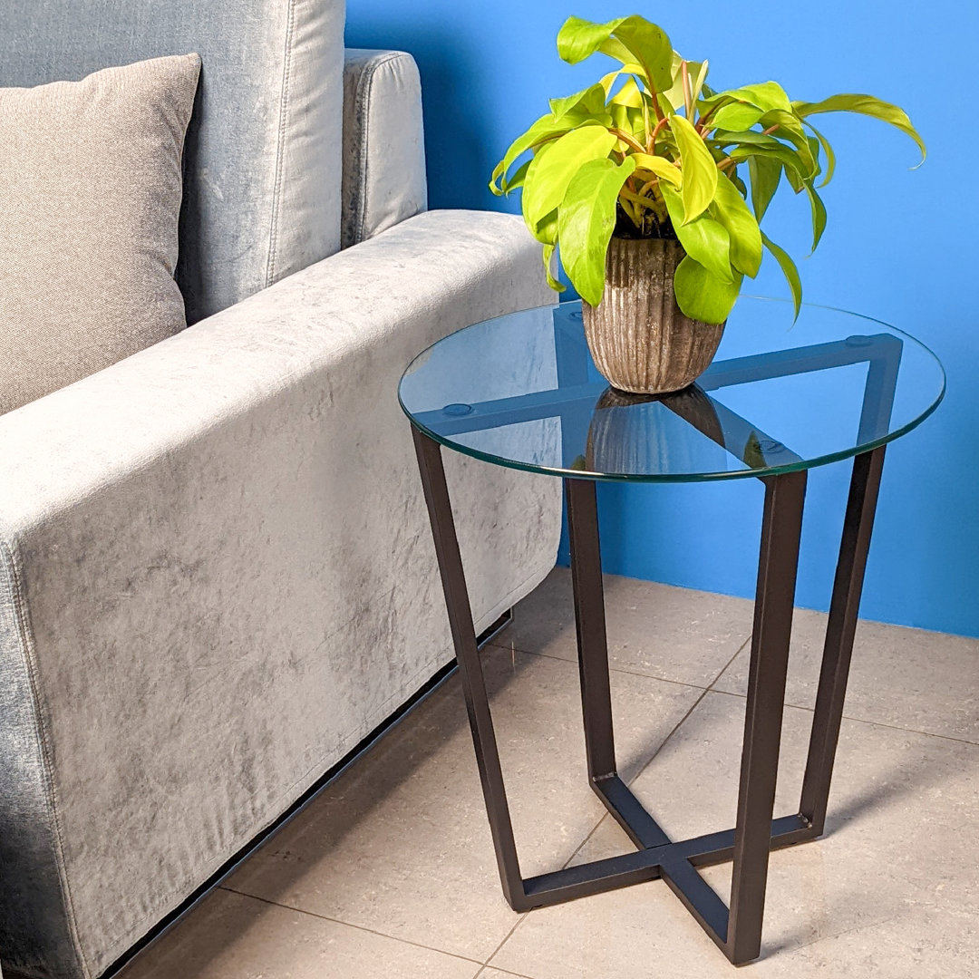 Lexy Glass Top End Table Ebern Designs Top