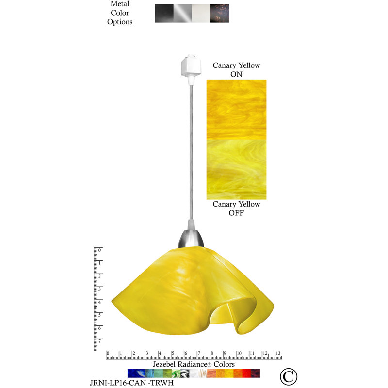 Luminaire suspendu Dale, Grand, Nickel, Jaune canari