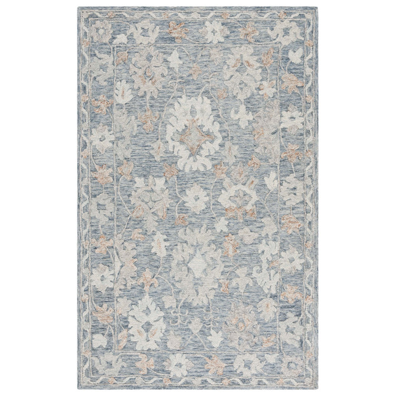 Marquee 506 Hand Tufted Wool/Cotton Oriental Rug in Blue/Rust/Ivory, Rectangle 4' x 6'