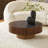 35.43" W Round Sintered Stone and Manufactured Wood Coffee Table with Pedestal Base-2074942720-2074942725