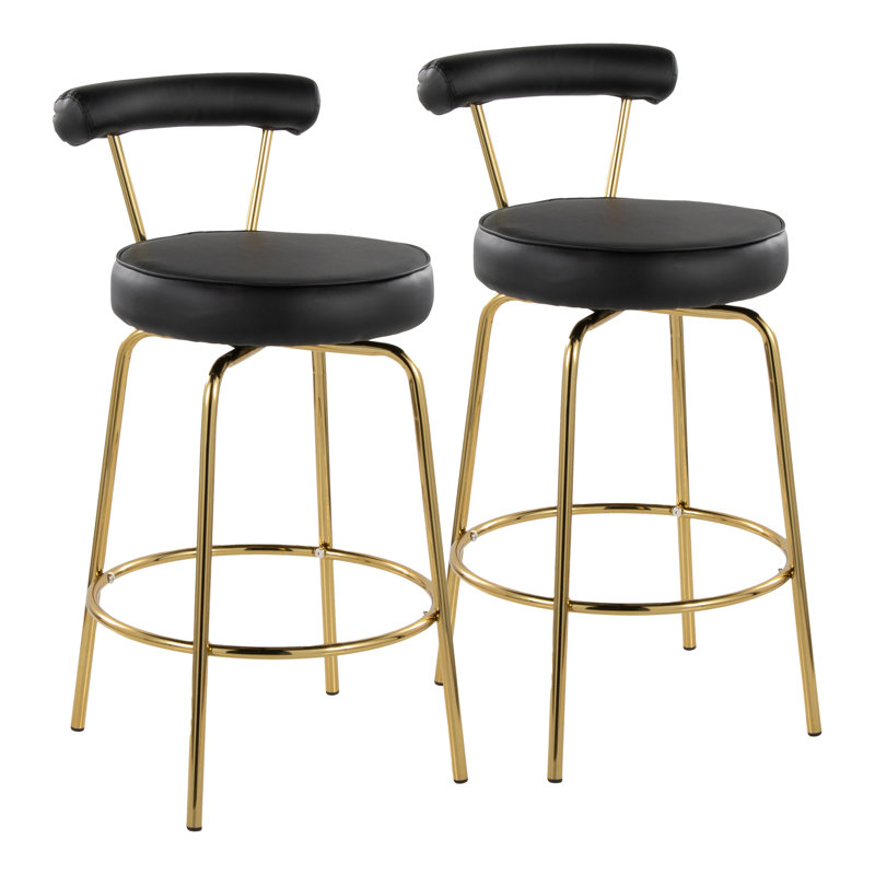 Rhonda 26" Fixed-Height Counter Stool - Set of 2, Black