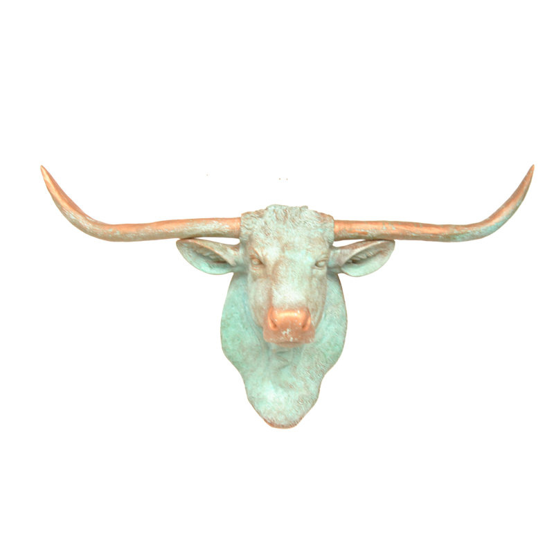 Décoration murale tête longhorn texas, Vert