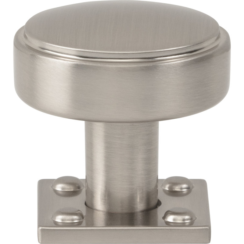 Brushed Nickel Round Knob with Mounting Hardware