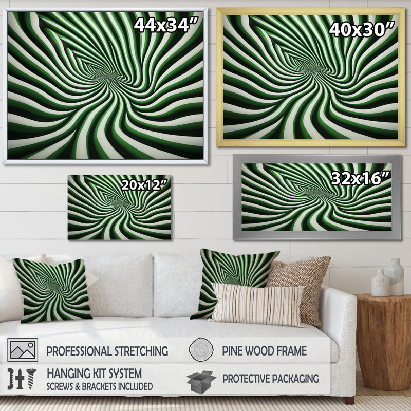 Green Op Delirum sur impression sur toile, Cadre photo noir, H 24 po x l 32 po x P 1 po