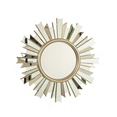 Miroir mural décoratif en polyuréthane en forme de soleil, convenant à la salle de bain, à la chambre à coucher, au salon, au couloir, au vestibule