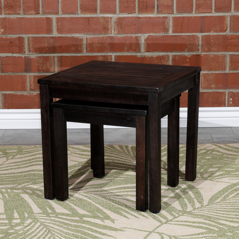 Charming 2-Piece Eucalyptus Nesting Table Set For Outdoor Enjoyment