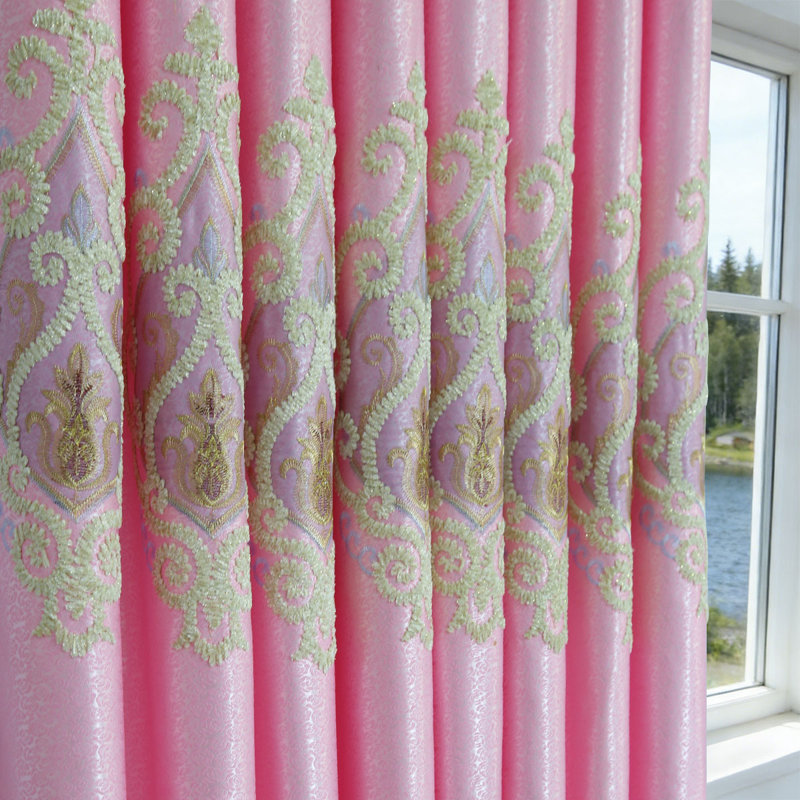 2pcs European-style Embroidered Blackout Curtains – Ready-made For Living Room, Bedroom, Villa & Balcony, Floor-length