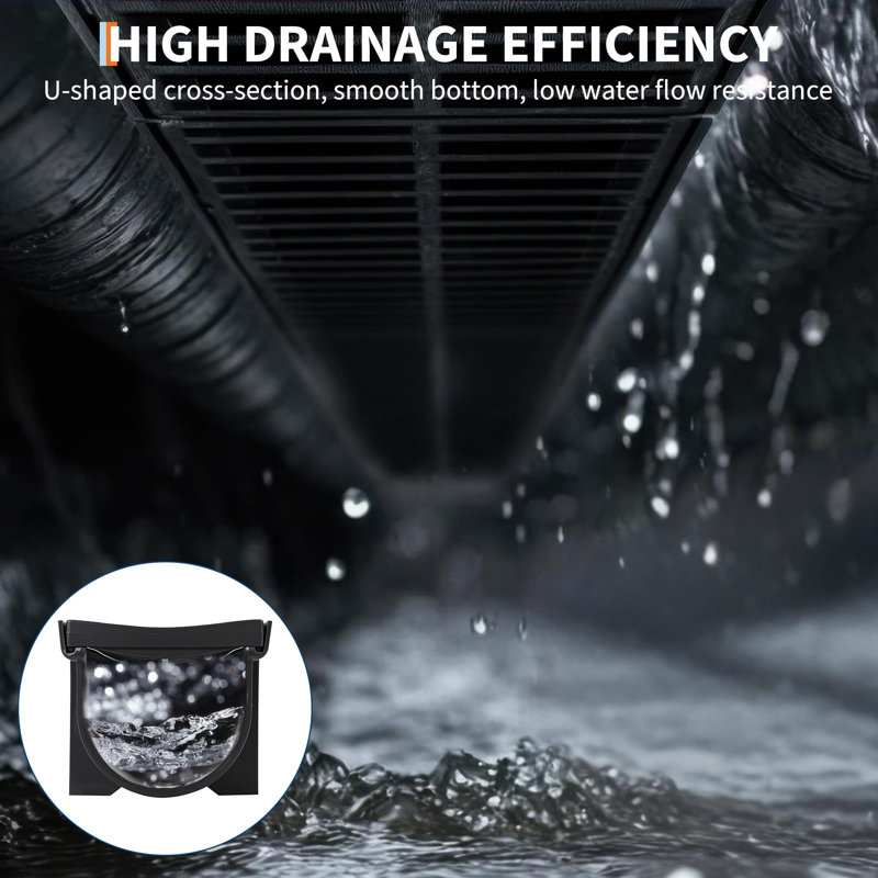 Paquet de 6, système de drainage de tranchée modulaire, drain en PEHD l 39,4 po x l 5,9 po x H 5,1 po avec grille en plastique, profil profond robuste pour l'allée, la piscine, le patio, le jardin et le trottoir