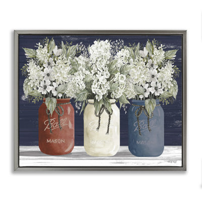 "Americana Floral Bouquets", art mural gris sur toile flottante par Cindy Jacobs