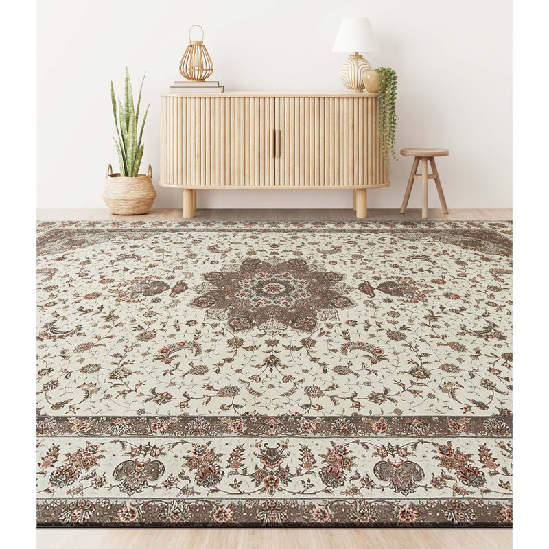 Elegance Oriental Area Rug in Brown/Ivory