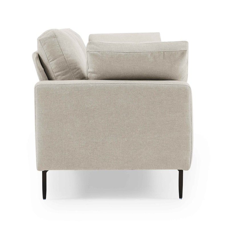 Etta 214.1Cm Velvet Square Arms Sofa, Off White Linen Blend